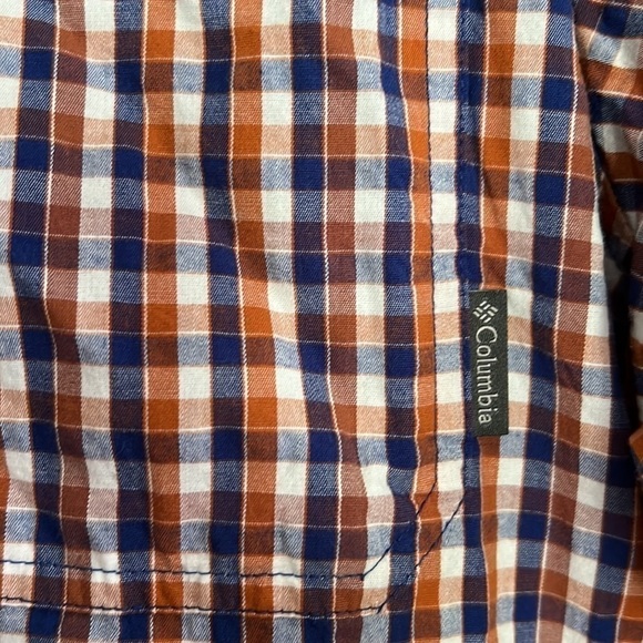 COLUMBIA Men’s Blue/Rust/White Plaid Fishing/Hiking Button-Down Shirt, XXL, GUC. - Picture 3 of 7